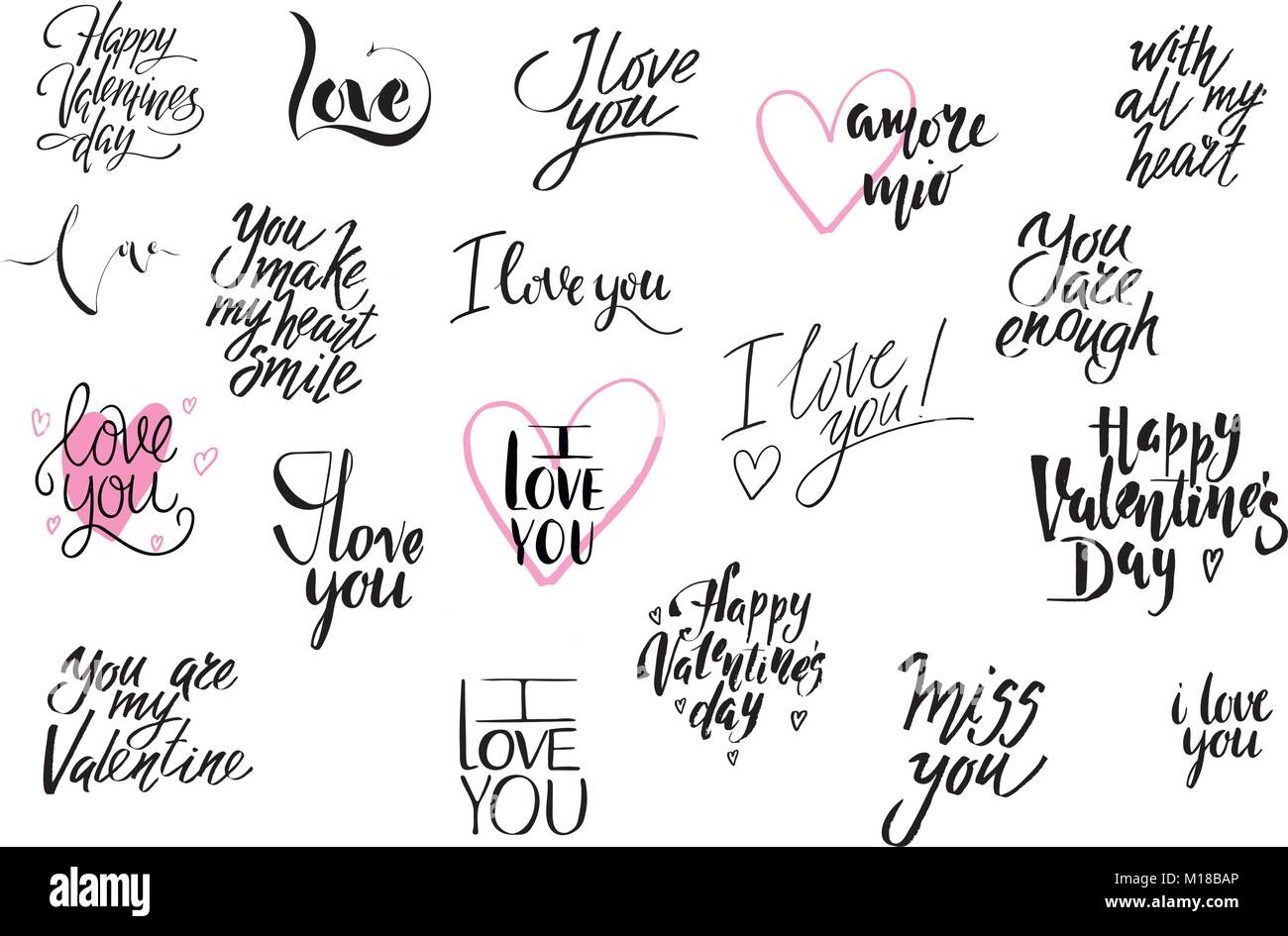 Collection of Valentines day I love you inscription calligraphy card ...