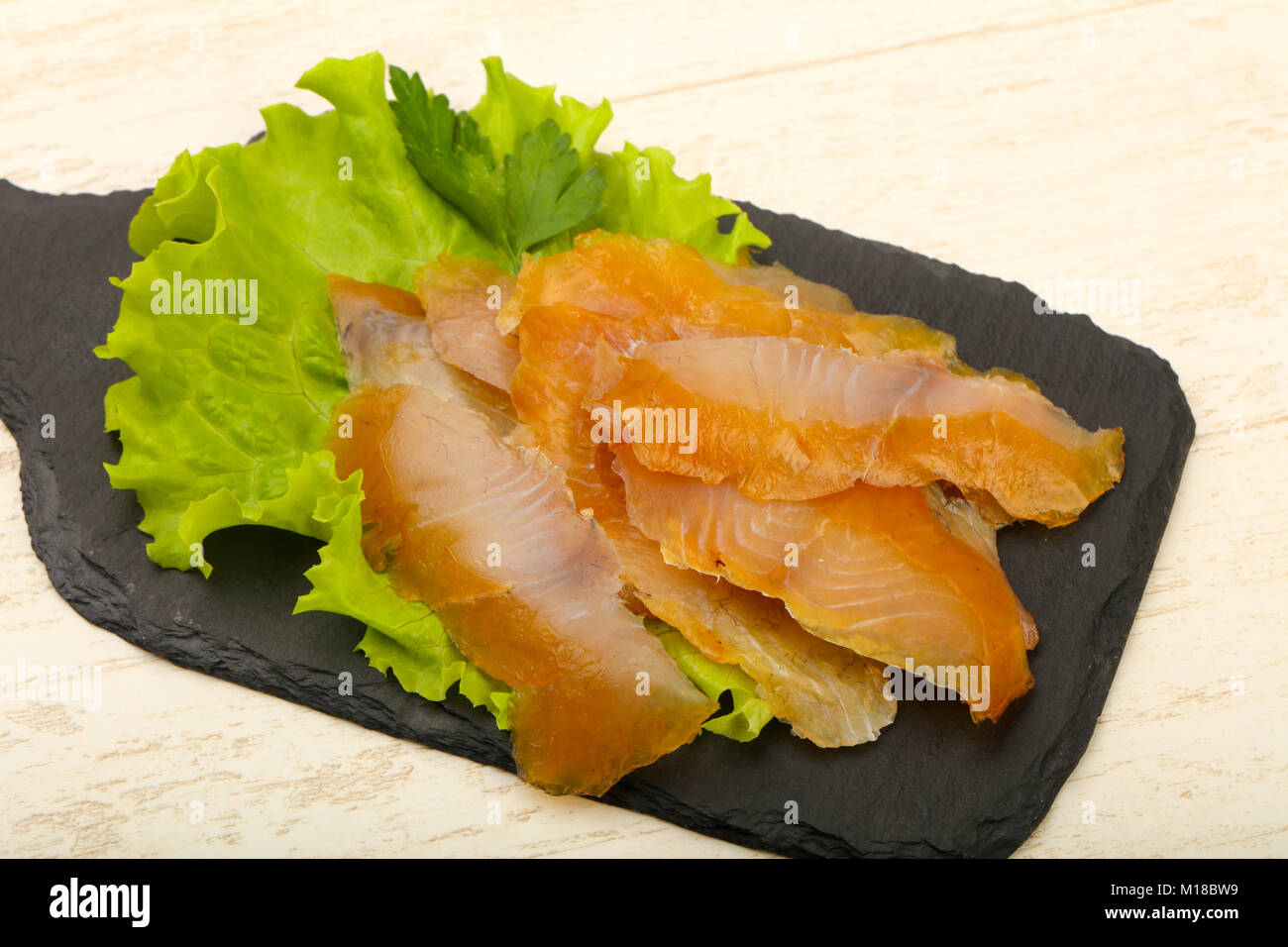Smoked catfish fillet carpaccio Stock Photo Alamy