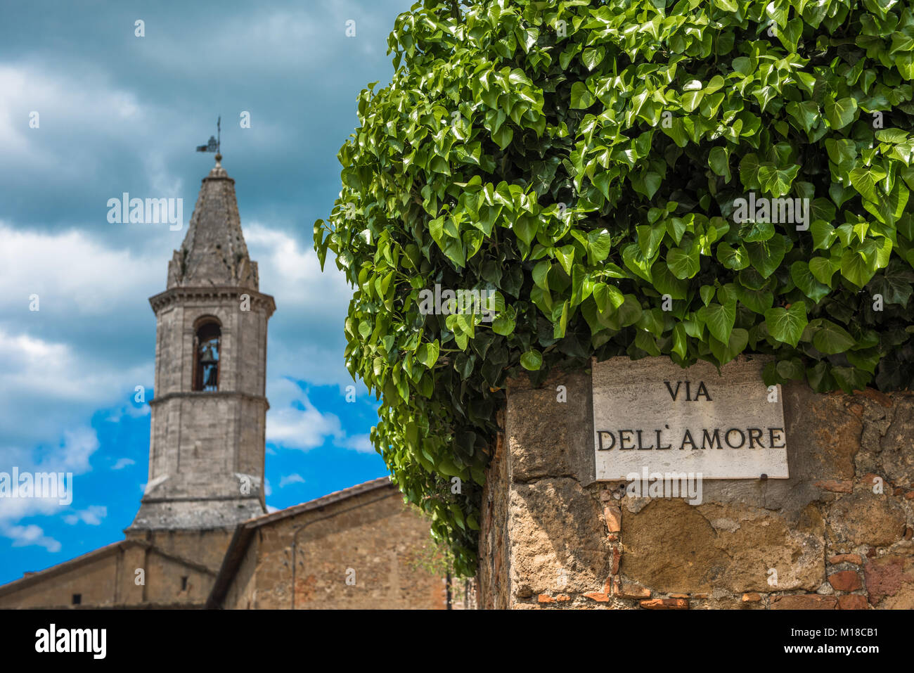 Via dell'Amore or Love Street in Pienza, Tuscany, Italy Stock Photo