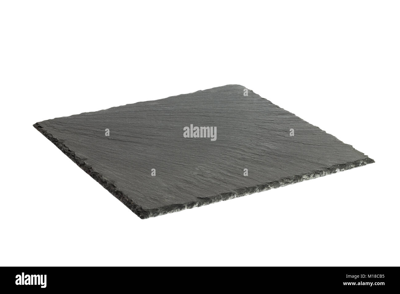 Small slate platter on white background. slate board isolated Stock