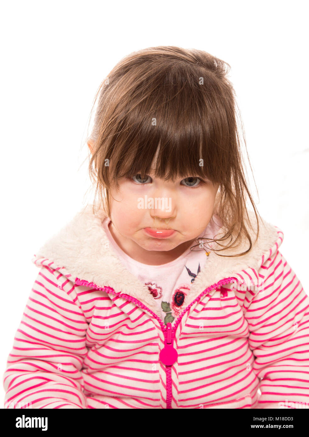 toddler with a cold and full of snot Stock Photo