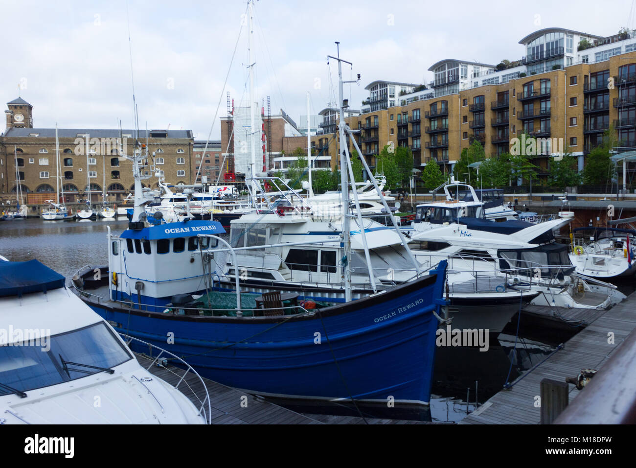 Boats at Limehouse Basin,  London Stock Photo