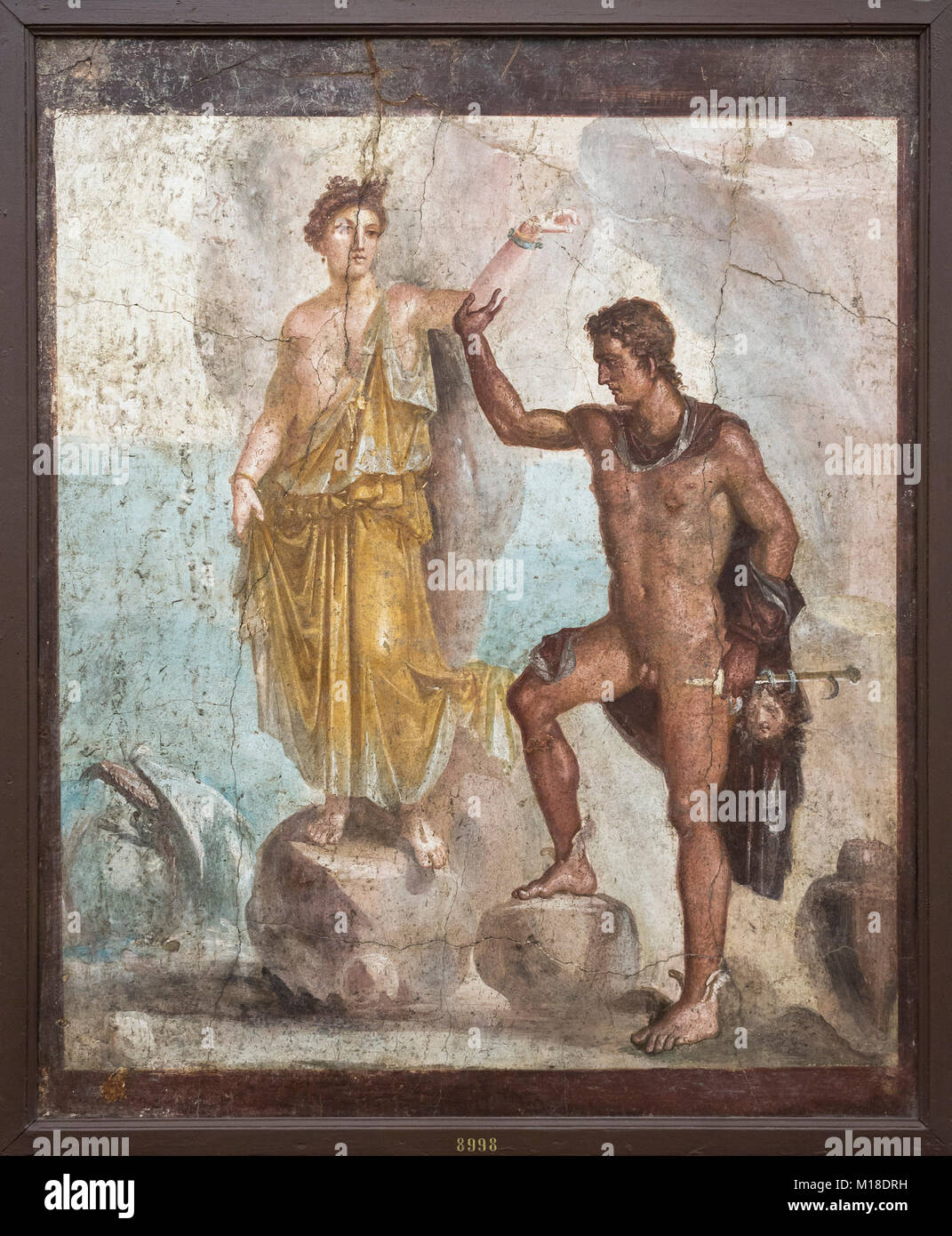 Naples. Italy. Perseus and Andromeda, fresco 62-79 AD, from House of the Dioscuri in Pompeii. Museo Archeologico Nazionale di Napoli. Naples National  Stock Photo