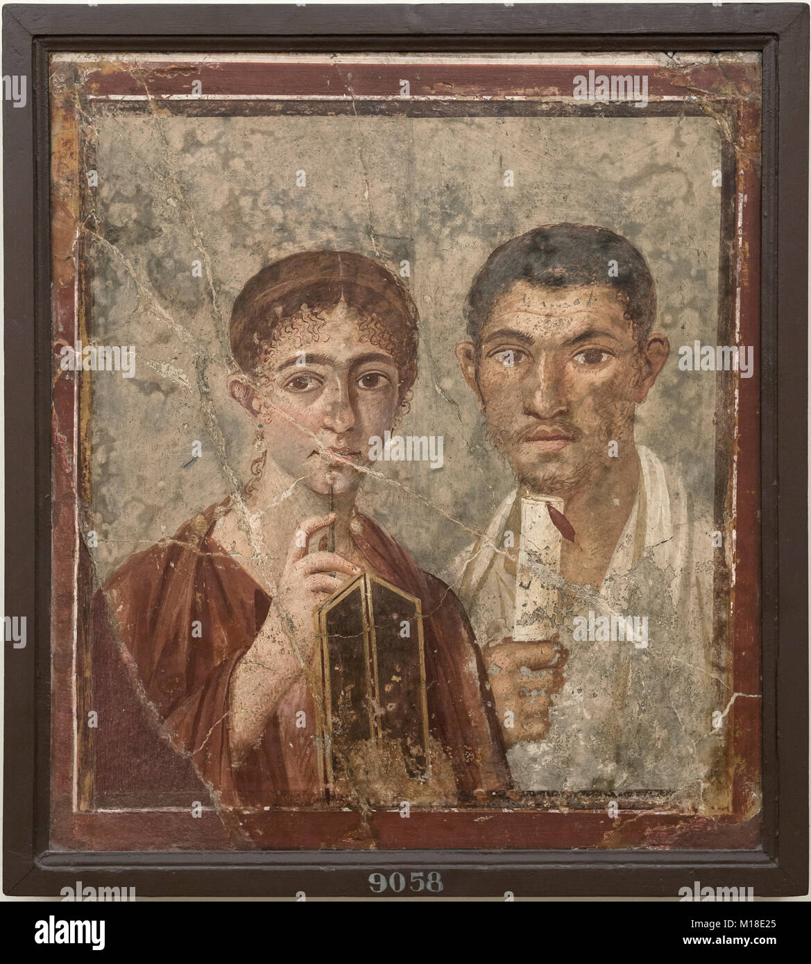 Naples. Italy. Fresco of the baker Terentius Neo with his wife. Naples National Archaeological Museum. Museo Archeologico Nazionale di Napoli.  1st ce Stock Photo