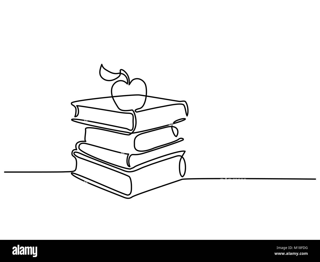 Stack of books with apple Stock Vector