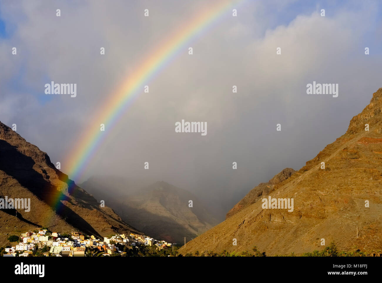 Rainbow,La Calera,Valle Gran Rey,La Gomera,Canary Islands,Spain Stock Photo