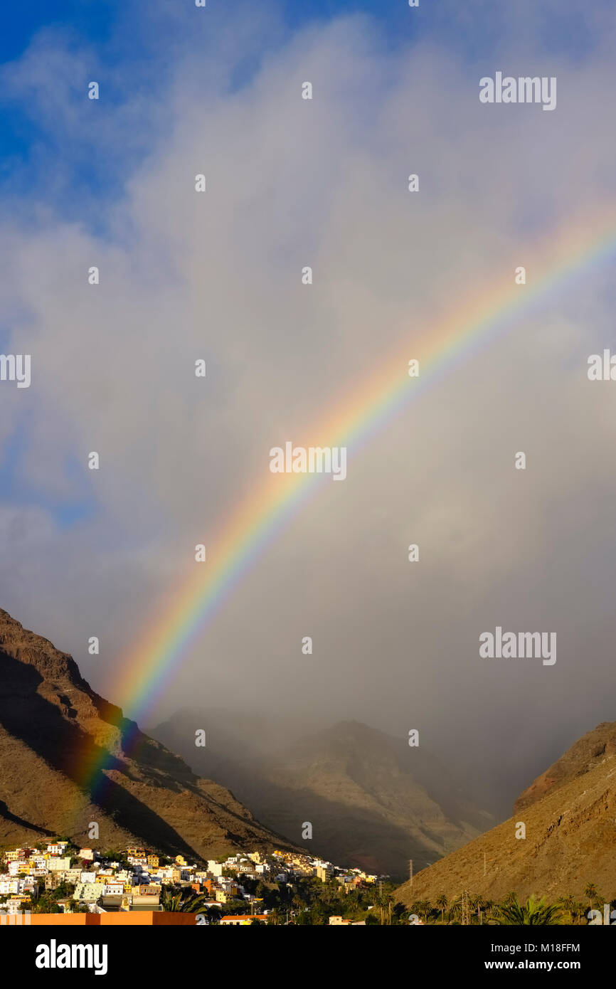 Rainbow,La Calera,Valle Gran Rey,La Gomera,Canary Islands,Spain Stock Photo