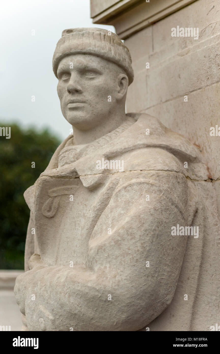 PLYMOUTH, DEVON Statues representing sailors at the Naval Memorial on Plymouth Hoe Stock Photo