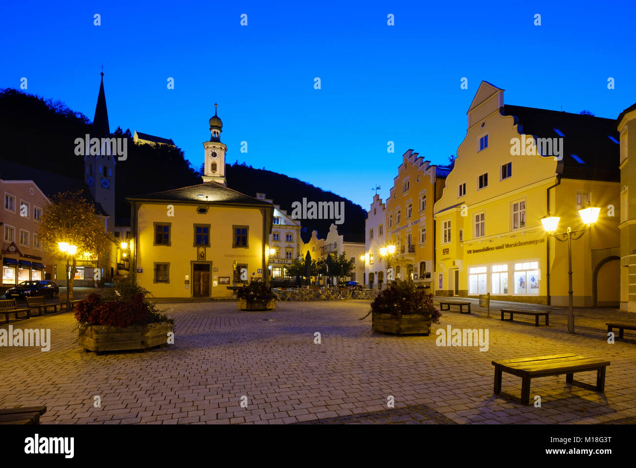 Market square,Riedenburg,Altmühltal,Lower Bavaria,Bavaria,Germany Stock Photo