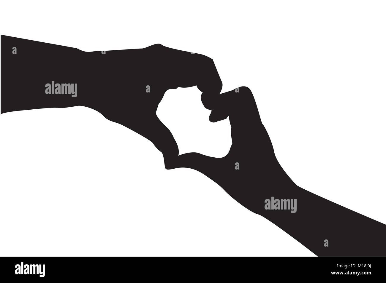 Silhouette hand in heart shape Stock Photo - Alamy