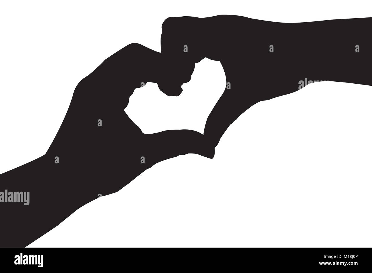 Silhouette hand in heart shape Stock Photo - Alamy