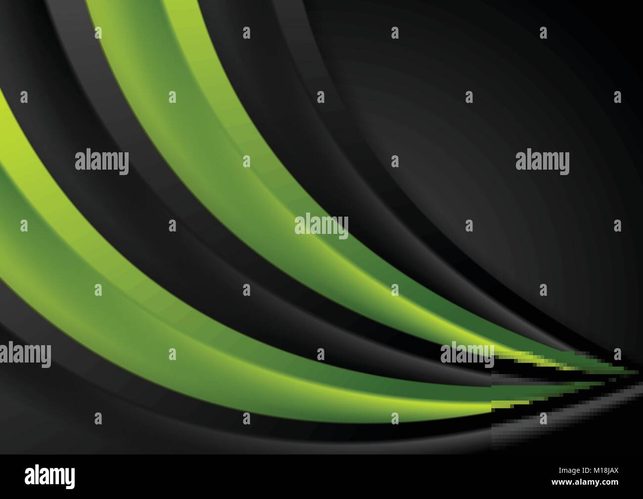 Abstract smooth black and green wavy corporate background. Dark vector ...