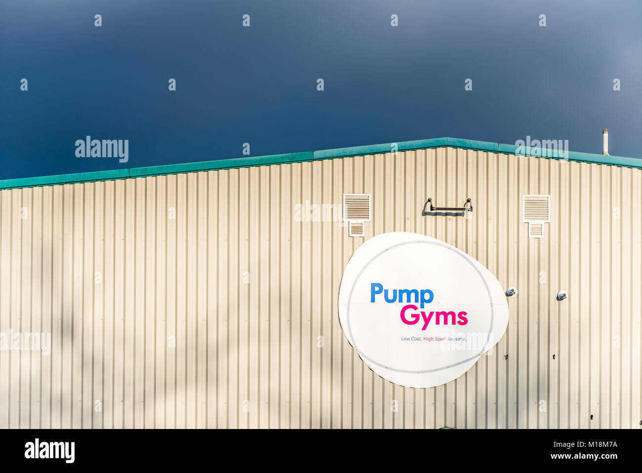 Northampton UK January 10 2018 Pump Gyms logo sign on sports club exterior Stock Photo Alamy