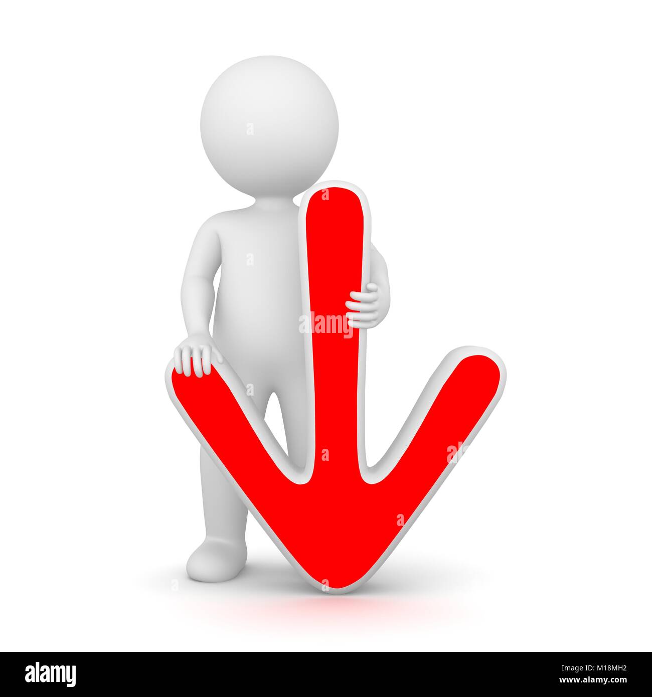 3D Rendering of a man holding a down arrow Stock Photo - Alamy