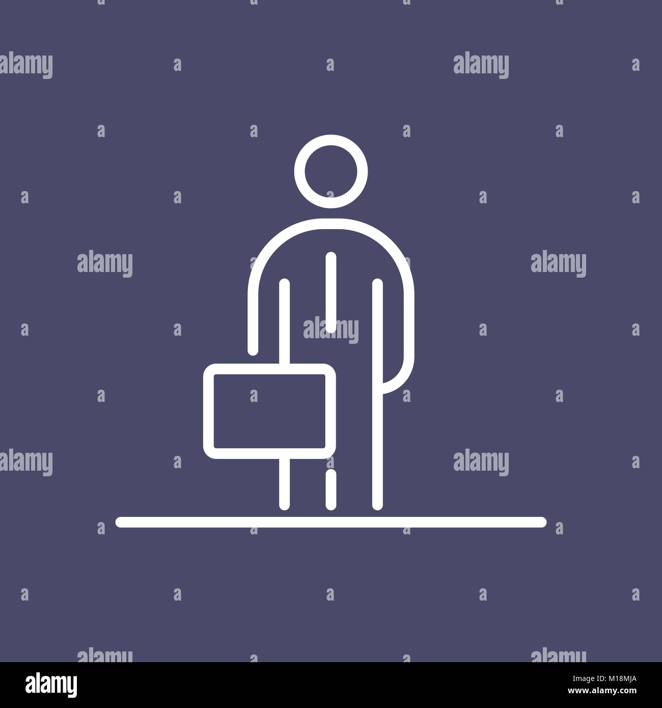 Business man people icon simple line flat illustration. Stock Vector
