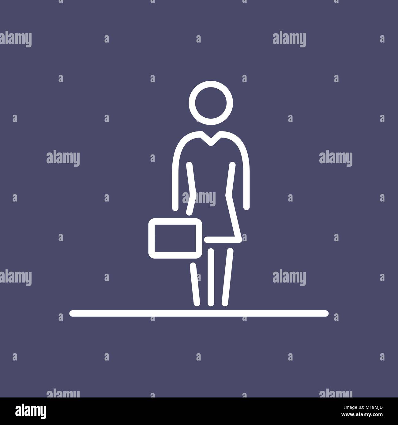 Business woman people icon simple line flat illustration. Stock Vector