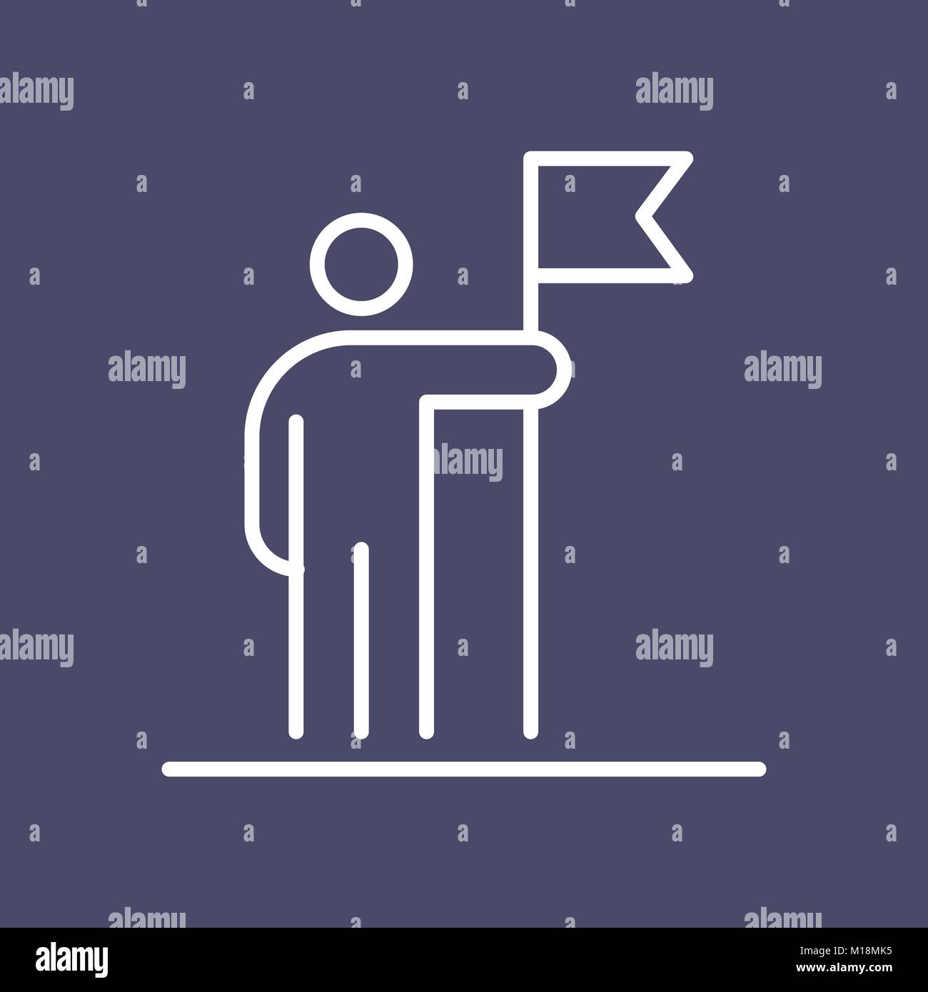 Man holding flag business people icon simple line flat illustration. Stock Vector