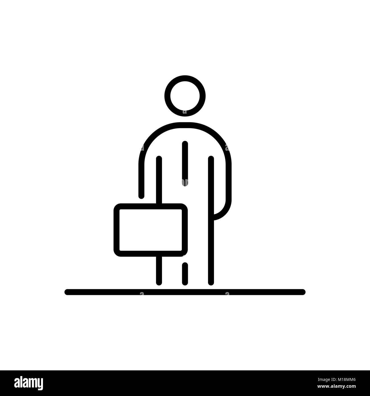 Business man people icon simple line flat illustration. Stock Vector