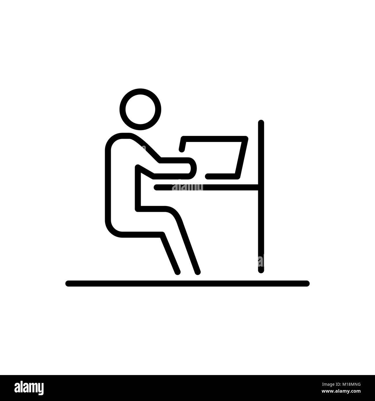 Office employer business people icon simple line flat illustration. Stock Vector