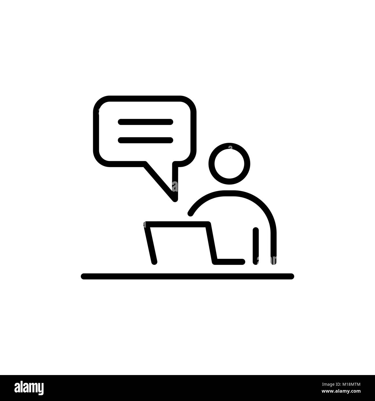 Reception desk business people icon simple line flat illustration. Stock Vector