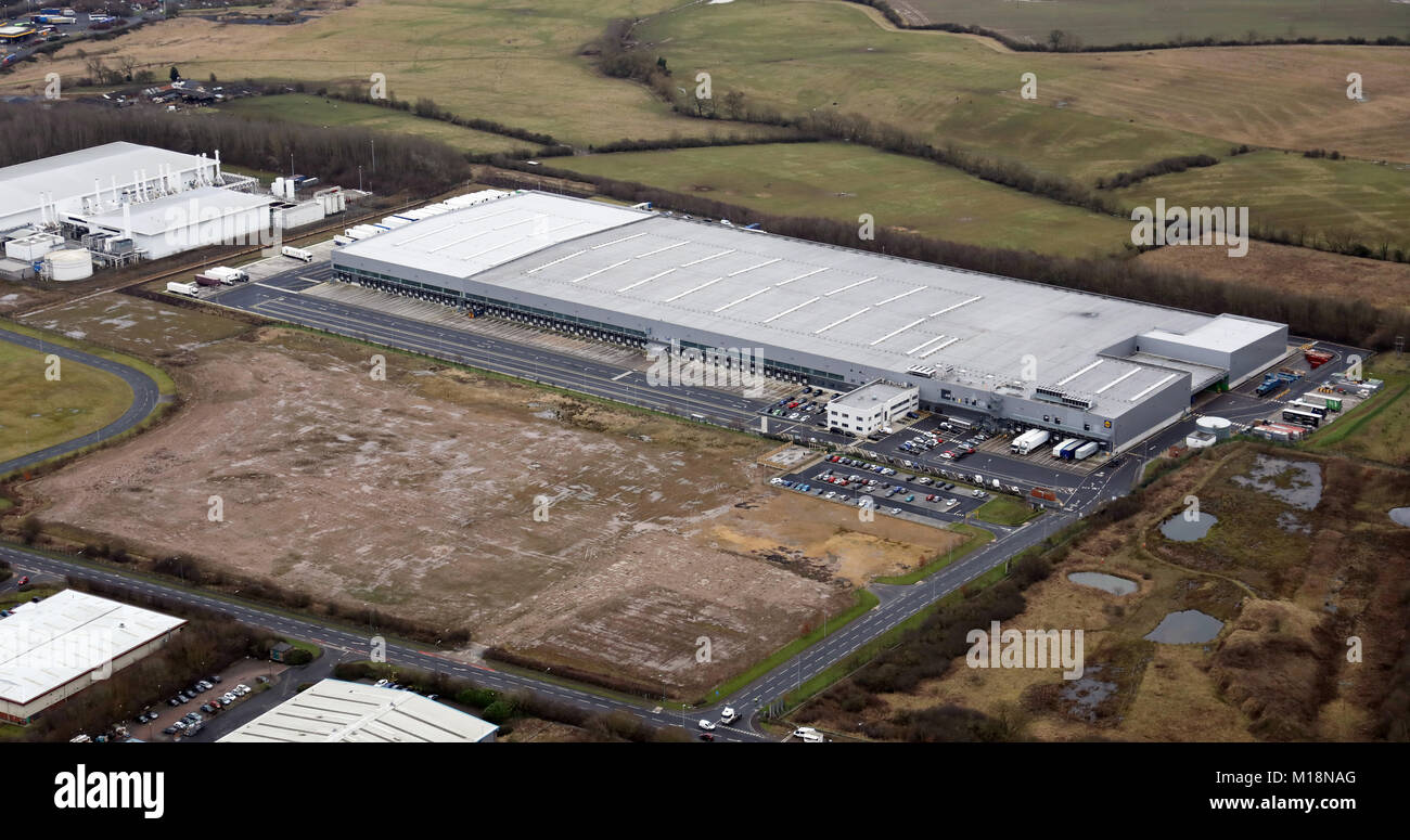 aerial view of a Lidl RDC distribution centre, Newton Aycliffe, County Durham UK Stock Photo