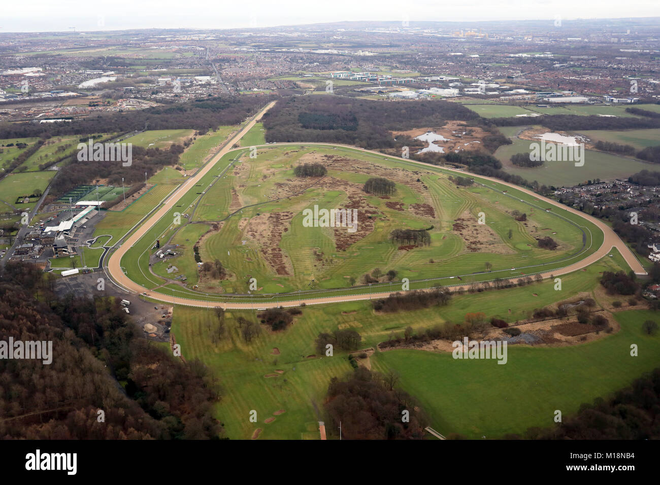 aerial view of Newcastle Racecourse, Tyne & Wear, UK Stock Photo