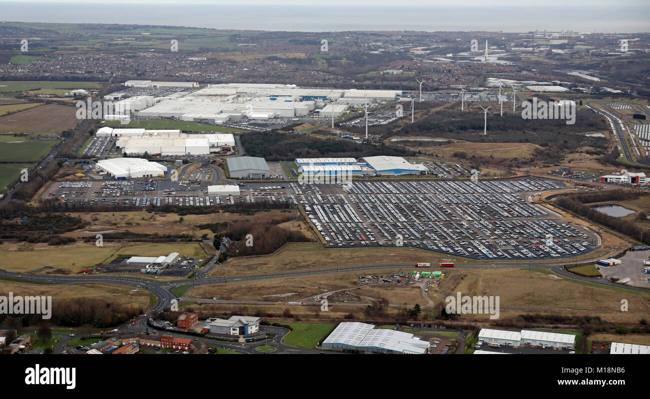 aerial view of the Nissan car plant at Washington near Sunderland, UK Stock Photo