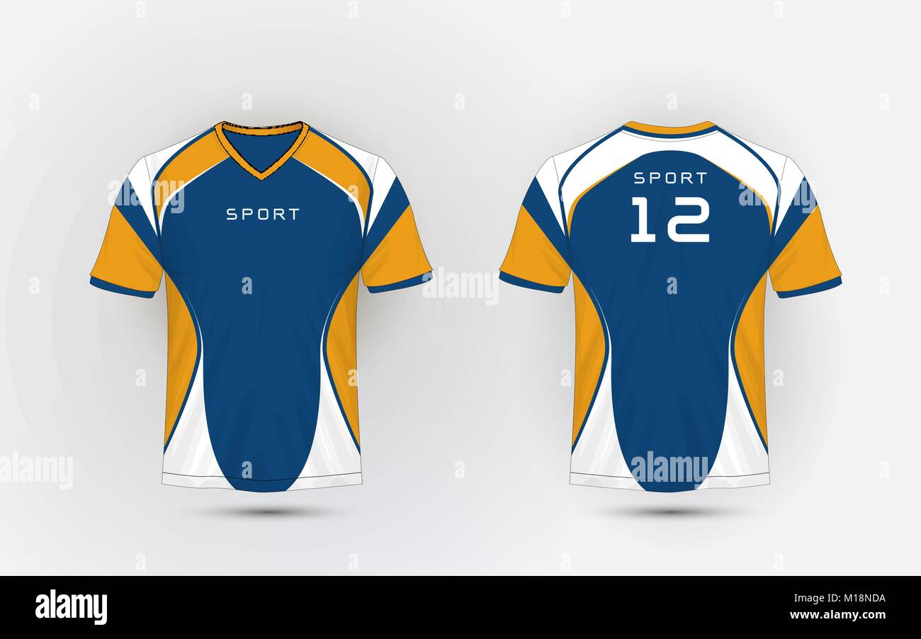 Blue, White and orange stripe pattern sport football kits, jersey, t-shirt  design template Stock Vector Image & Art - Alamy