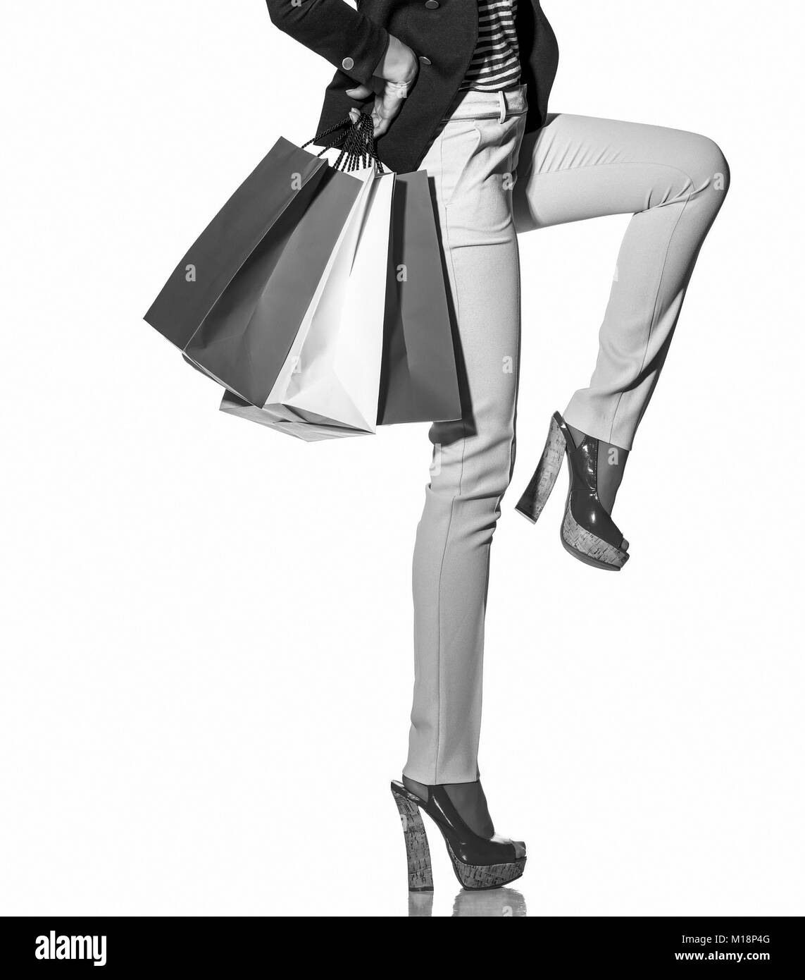 Luxury Shopping. The French way. Closeup on cheerful young woman with