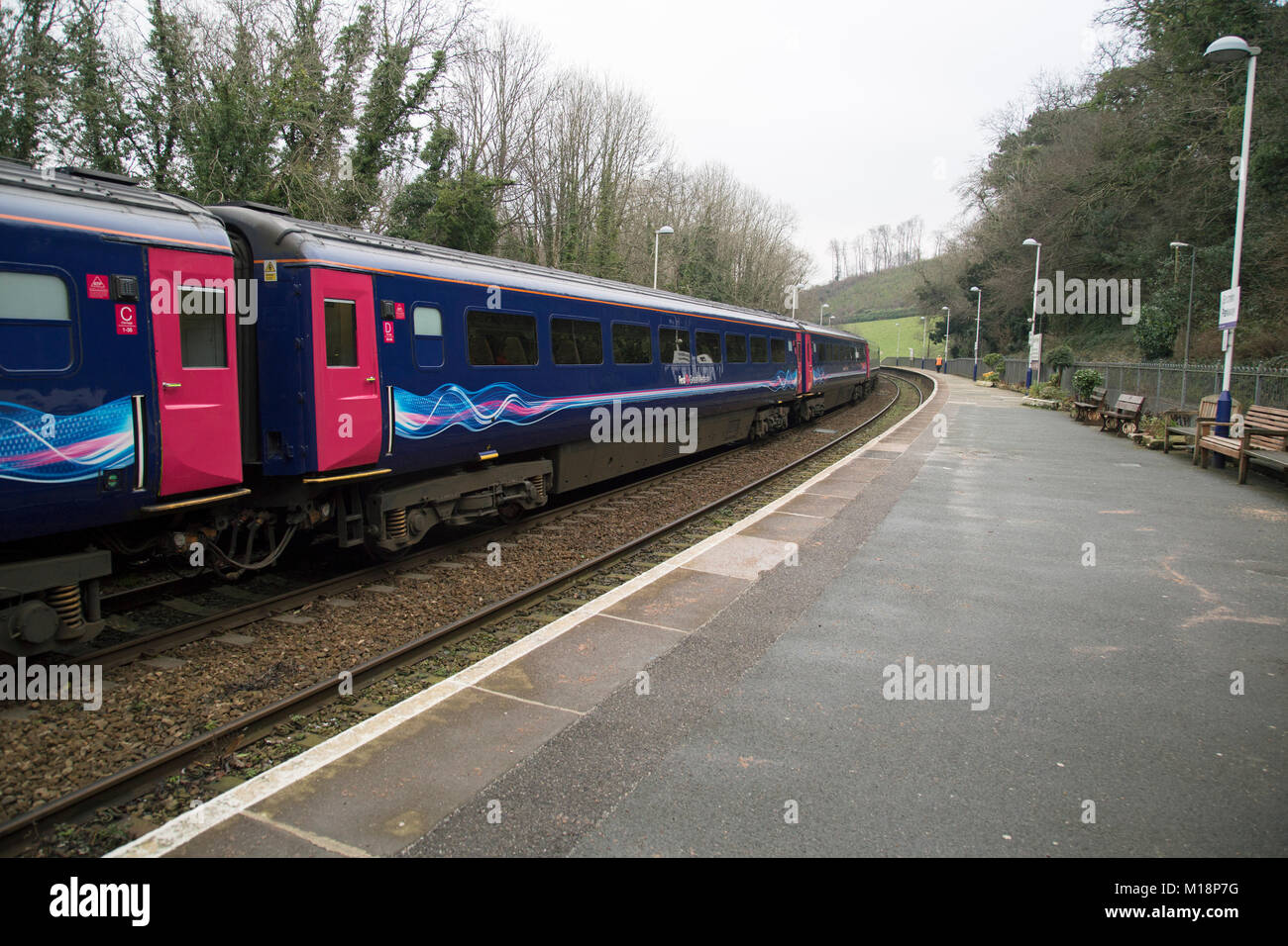 Cornwall, England, January 2018, views of Train stations in Cornwall