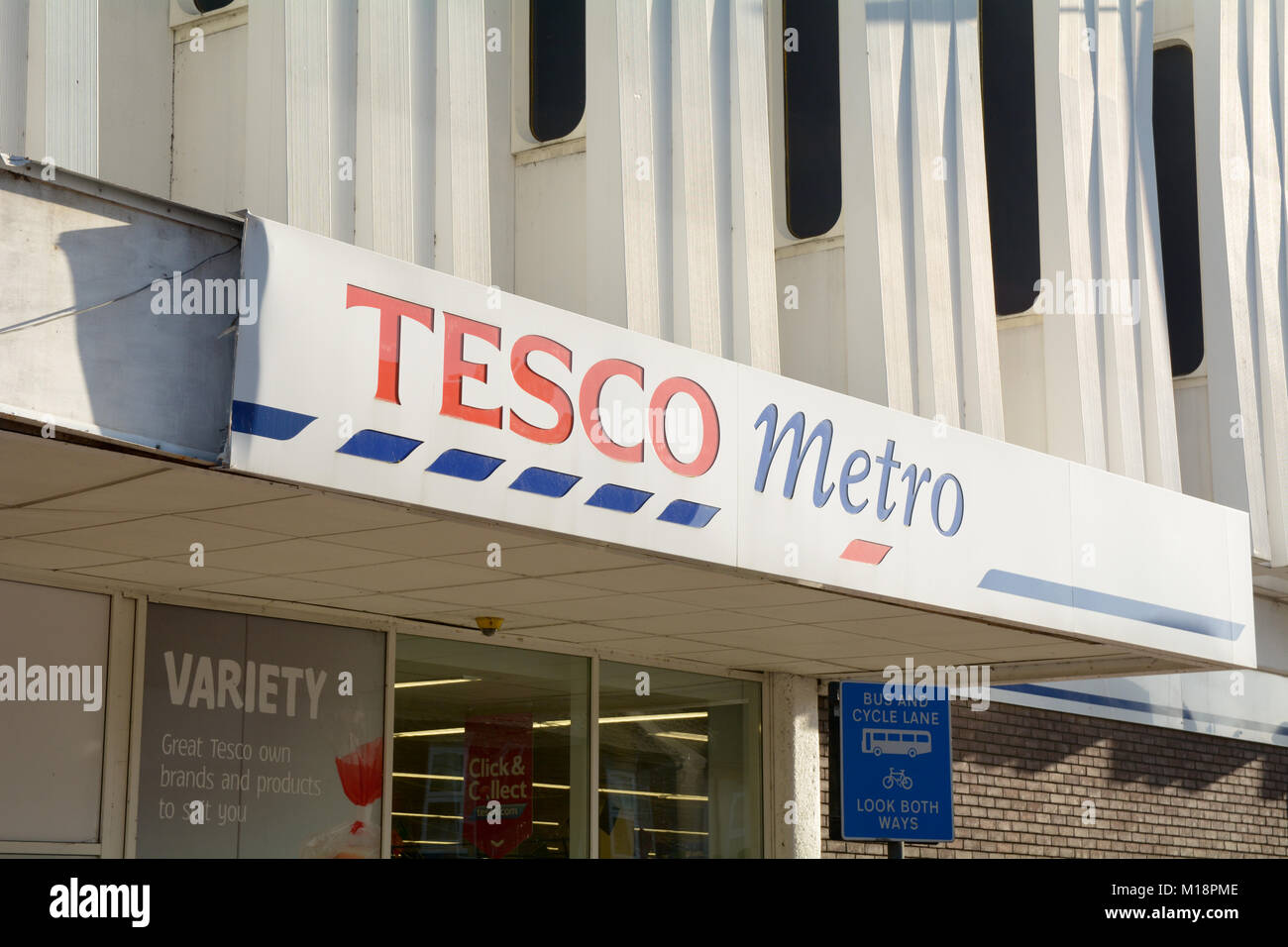 Tesco Metro sign Stock Photo Alamy