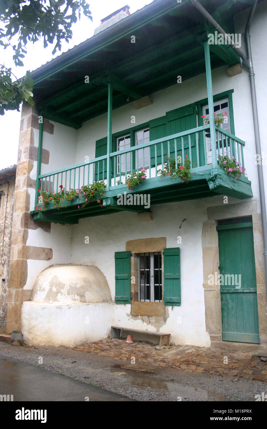 Traditional house in the old Basque village of Sara, France Stock Photo ...