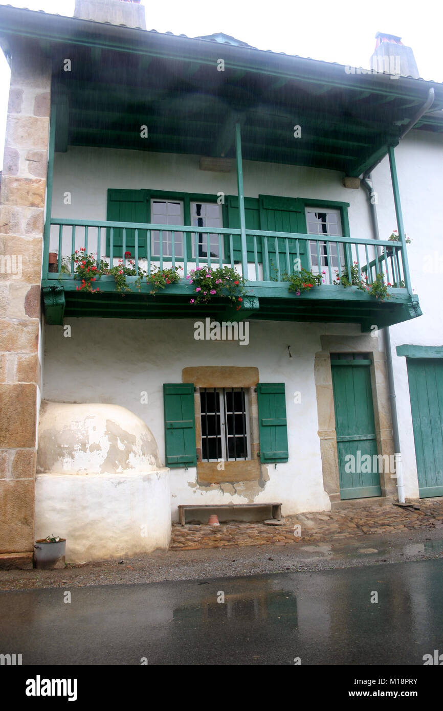Traditional house in the old Basque village of Sara, France Stock Photo ...