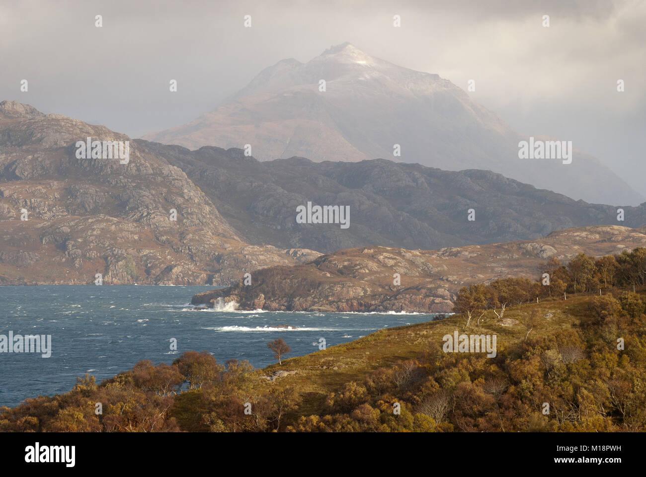 Liathach and Loch Shieldaig in Torridon, Wester Ross, part of the North Coast 500 tourist trail Stock Photo