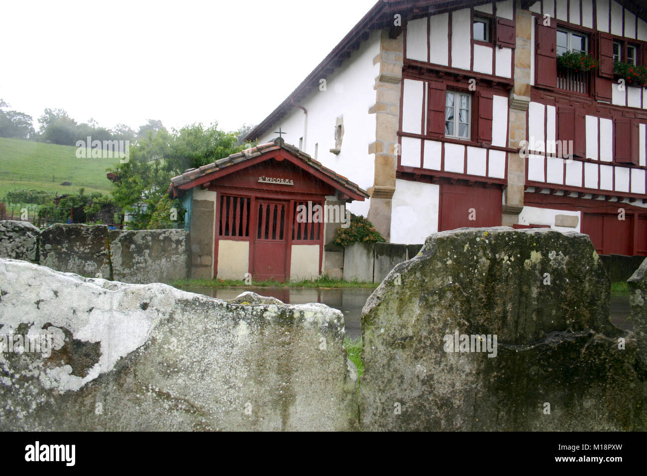 Traditional house in the old Basque village of Sara, France Stock Photo ...