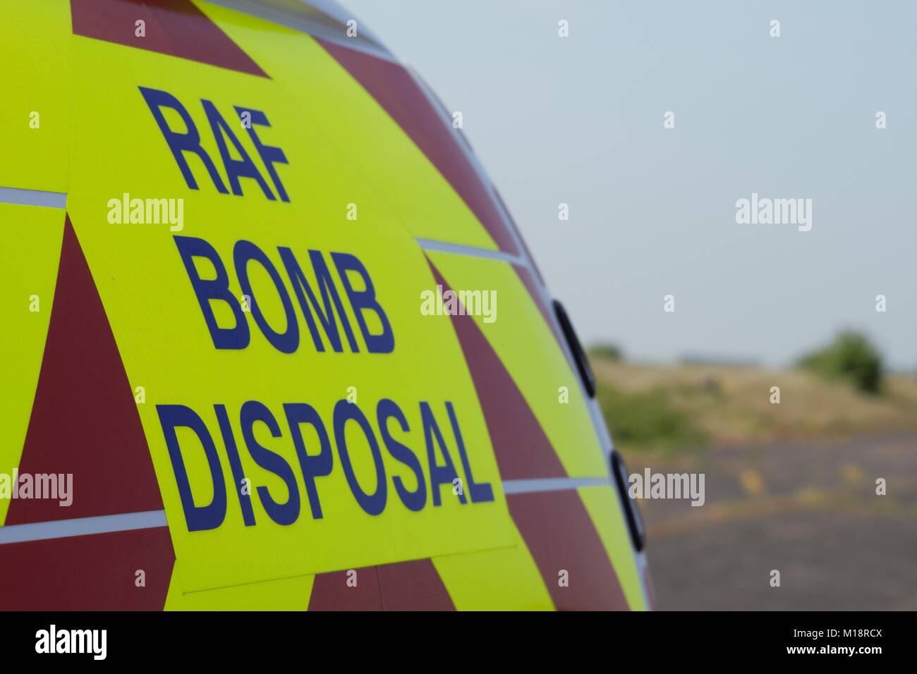 Royal Air Force Bomb Disposal vehicle responding to an emergency call. Stock Photo