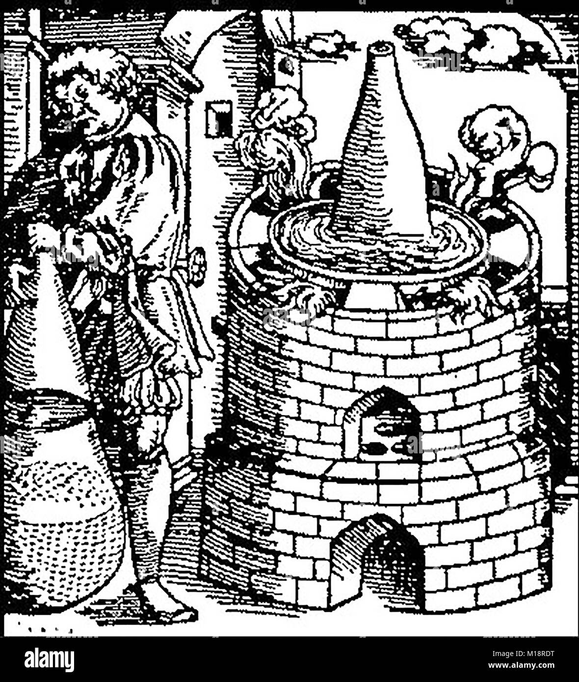 Magic,Mysticism & Alchemy - A medieval Bain-Marie (Mary's Bath) used by alchemists - Mary or Maria the Jewess was said to have invented the equipment. Stock Photo