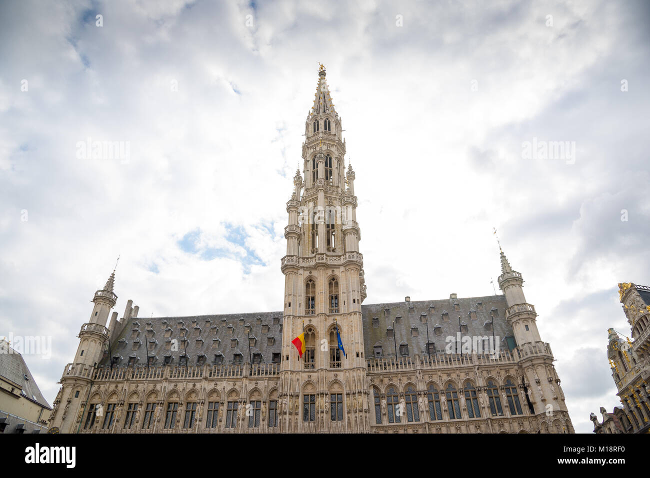The Town Hall of Brussels in the Grand Place. Stock Photo