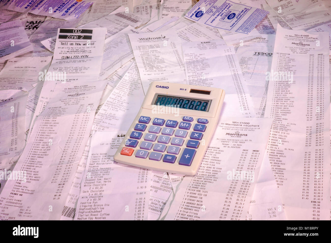 Shopping receipts calculator hi-res stock photography and images - Alamy