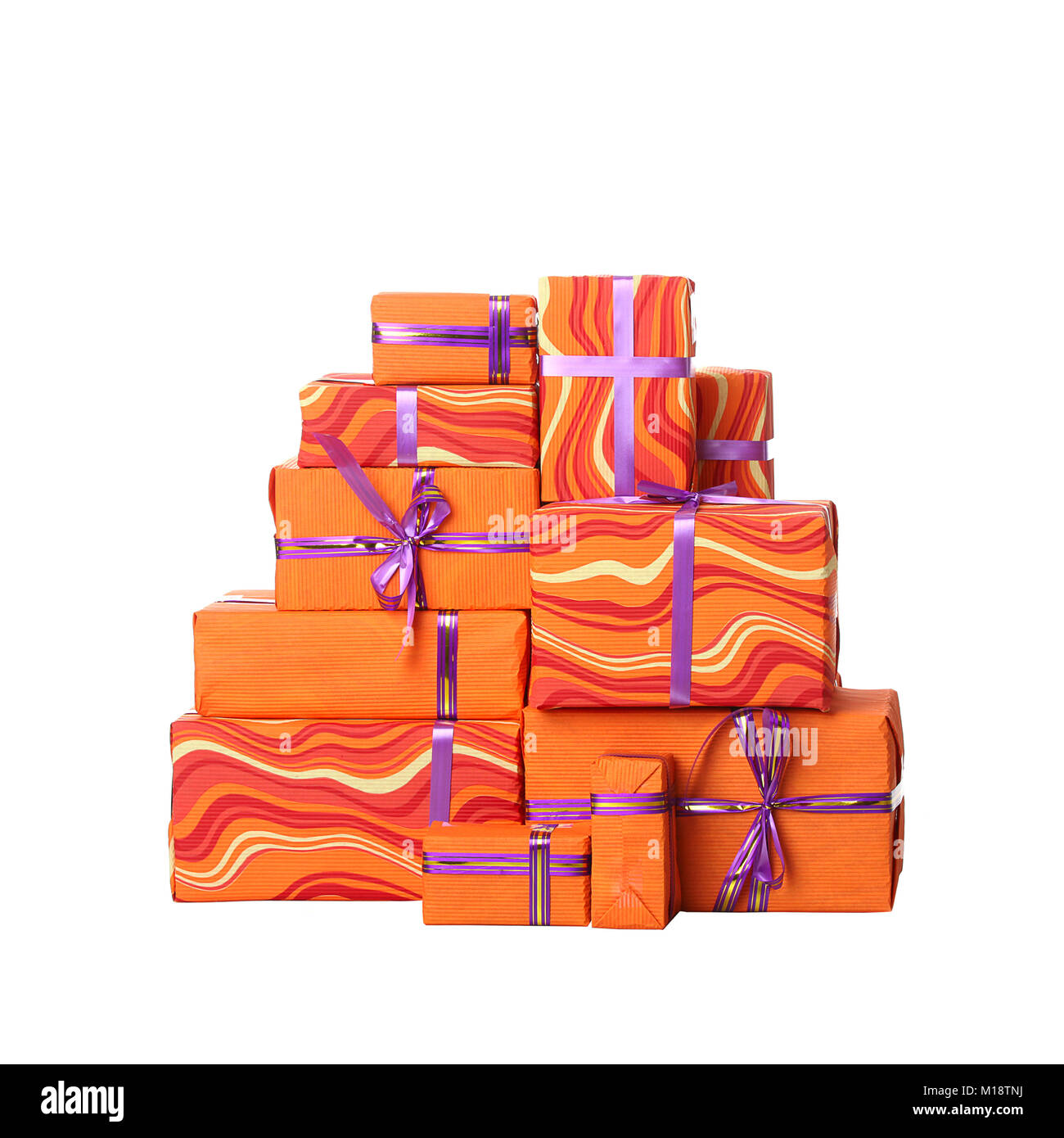 Gift boxes with bow isolated on white background Stock Photo - Alamy