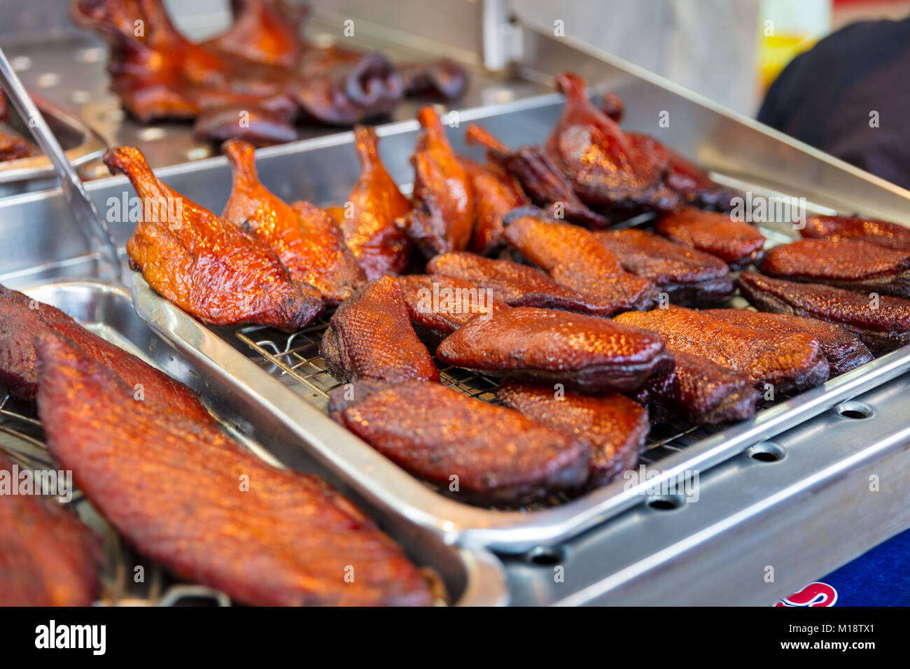 Roasted Duck At Street Market Stall Stock Photo