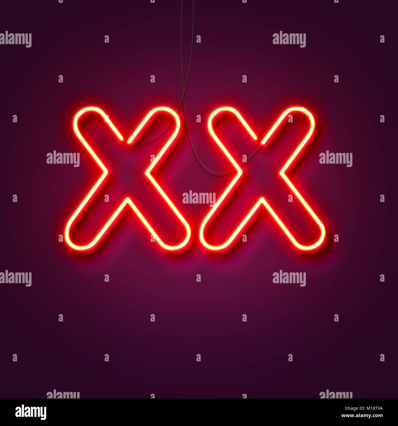 XX - Neon sign a purple background. Valentines background. 3D Rendering