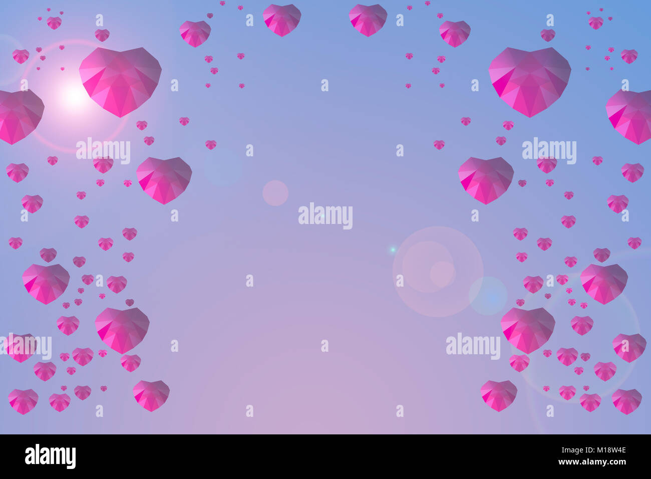 Valentines day background of love heart balloons floating in sky Stock ...