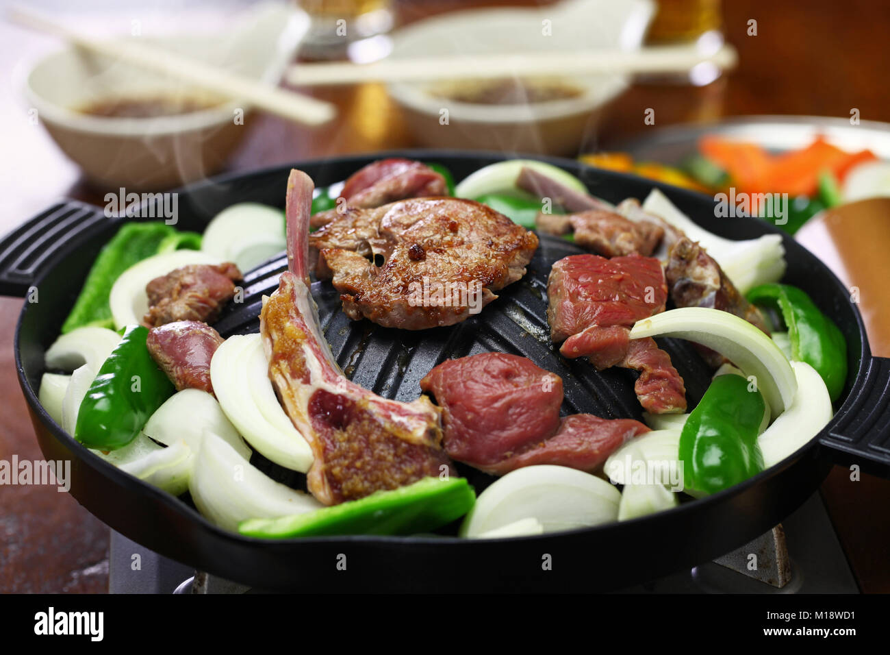Jingisukan, genghis khan, Japanese style lamb barbecue Stock Photo Alamy