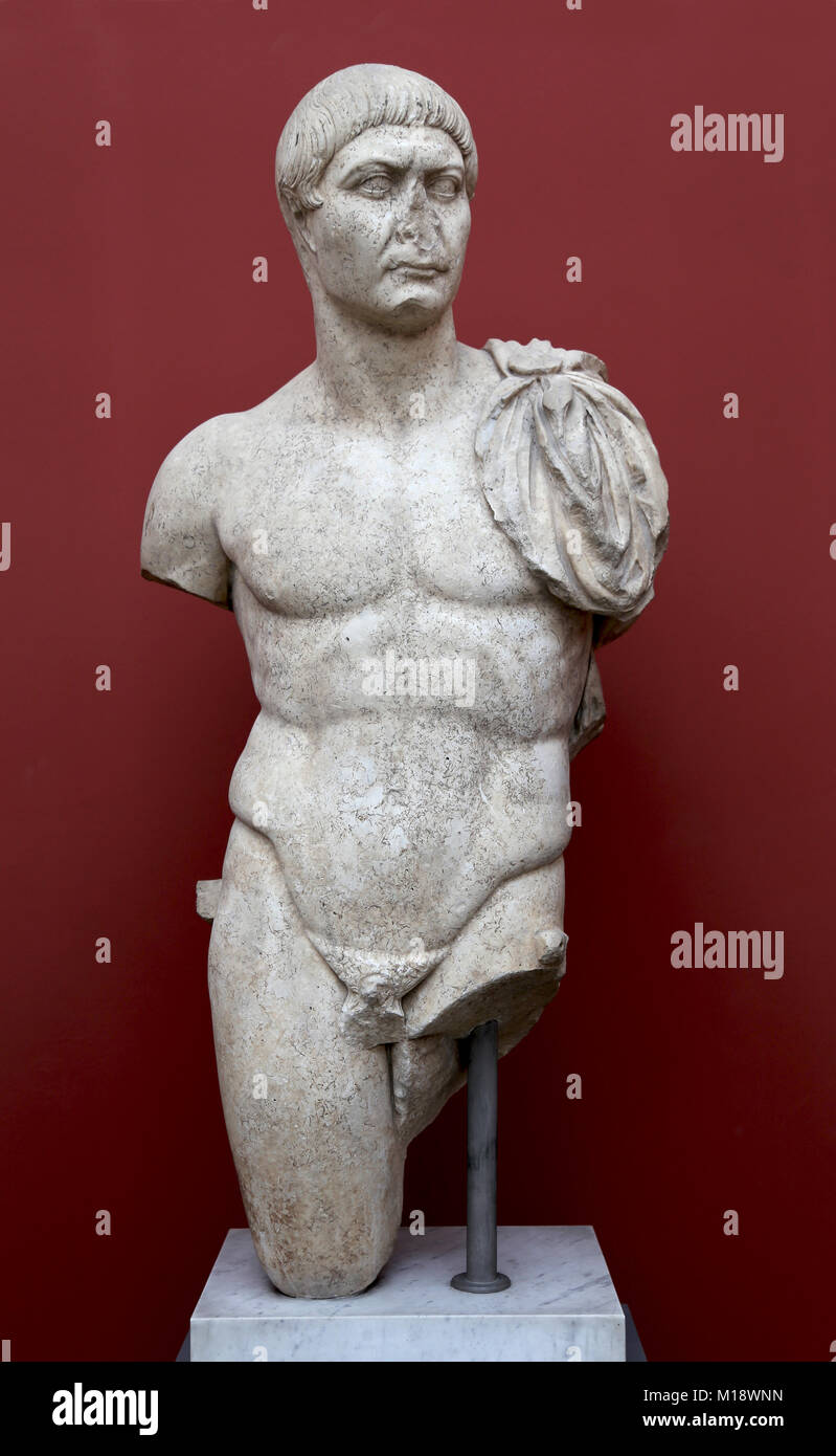 Trajan, (53 - 117 AD.) Emperor from 98 to 117 AD. 13th emperor of the Roman Empire. Statue, marble. Stock Photo