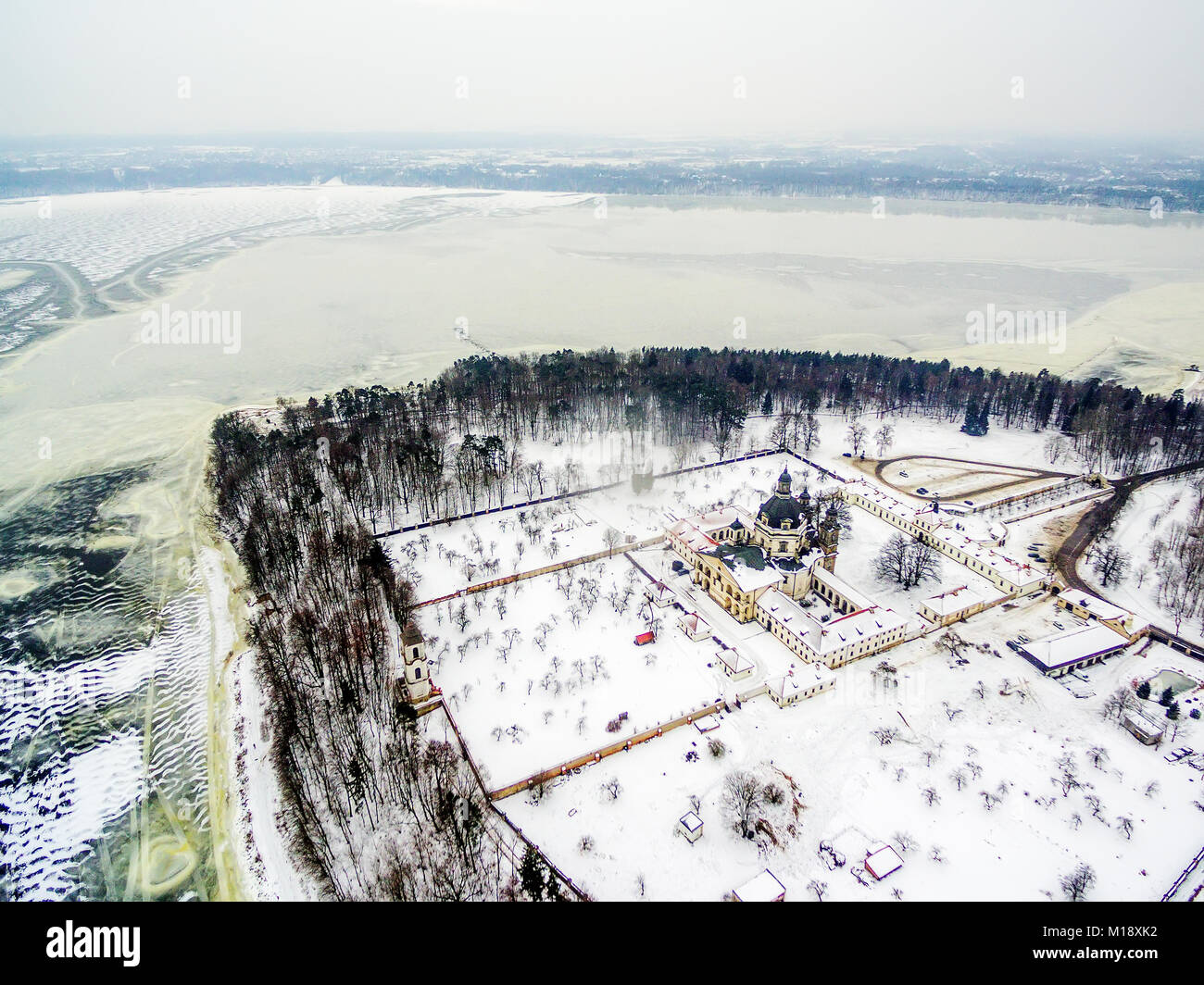 Kaunas, Lithuania: Pazaislis Monastery and Church in winter Stock Photo