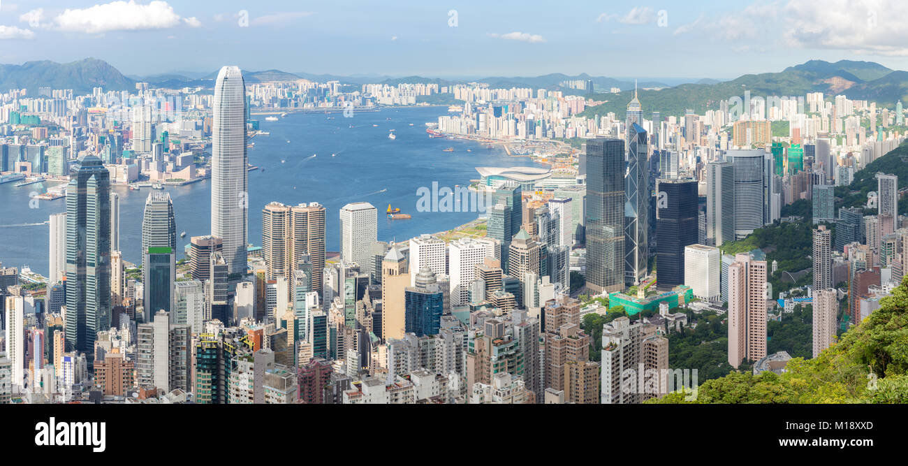 Panorama Hong Kong Skyline from Victoria Peak Stock Photo - Alamy