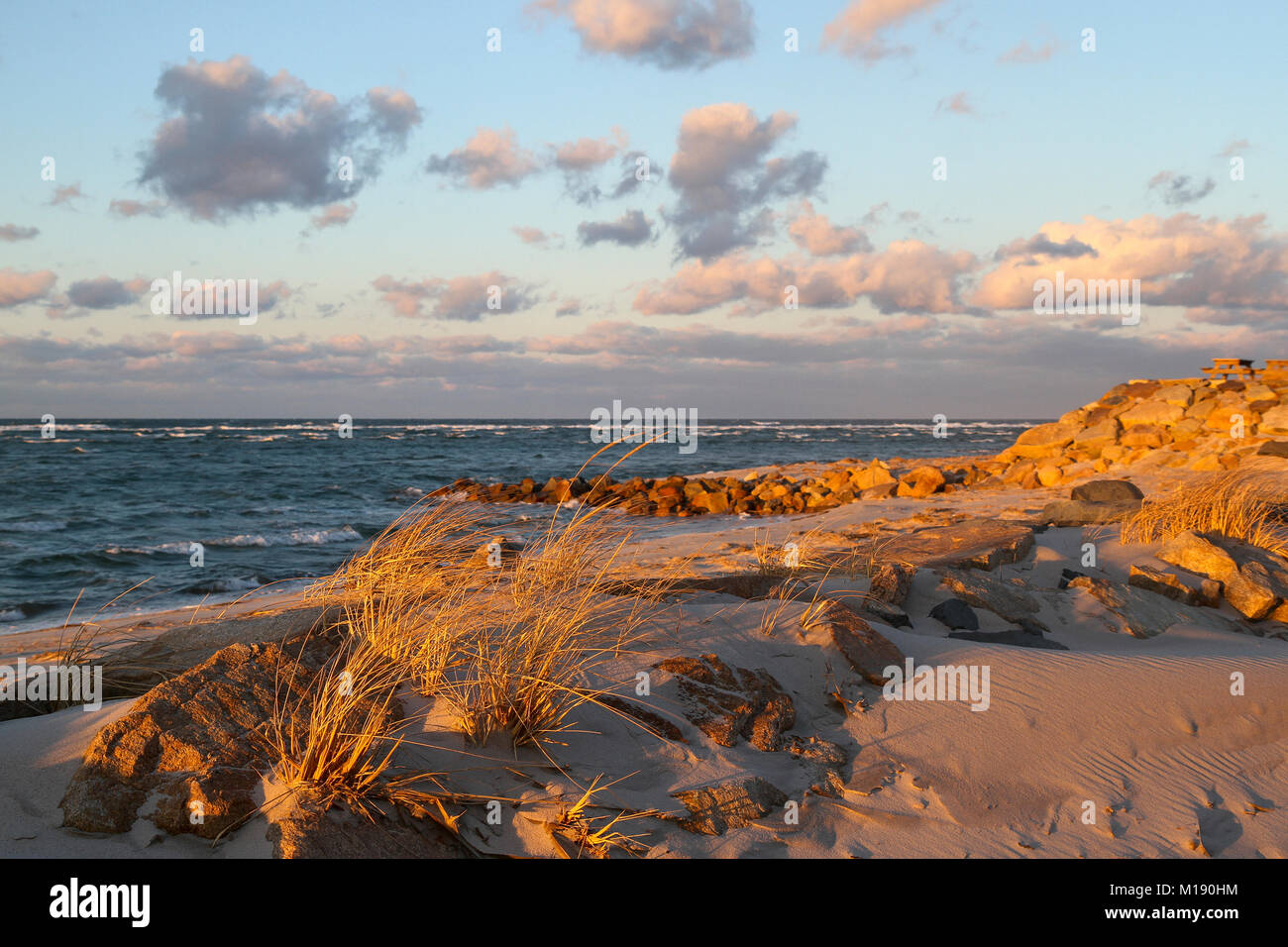 Winter sunset on Chapin Beach, Dennis, Cape Cod, Massachusetts, United States Stock Photo