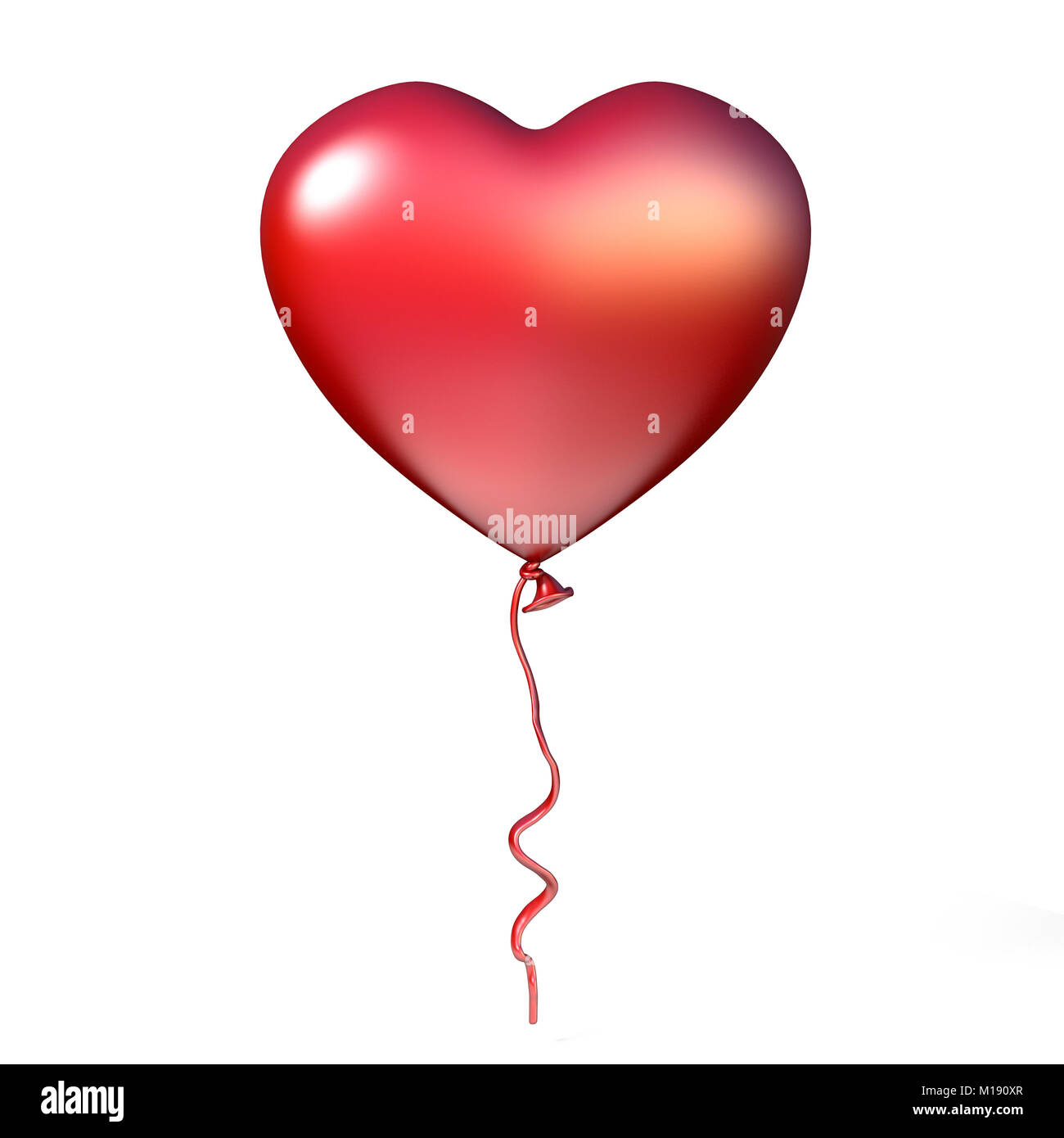 Red heart shaped balloon 3D render illustration isolated on white ...