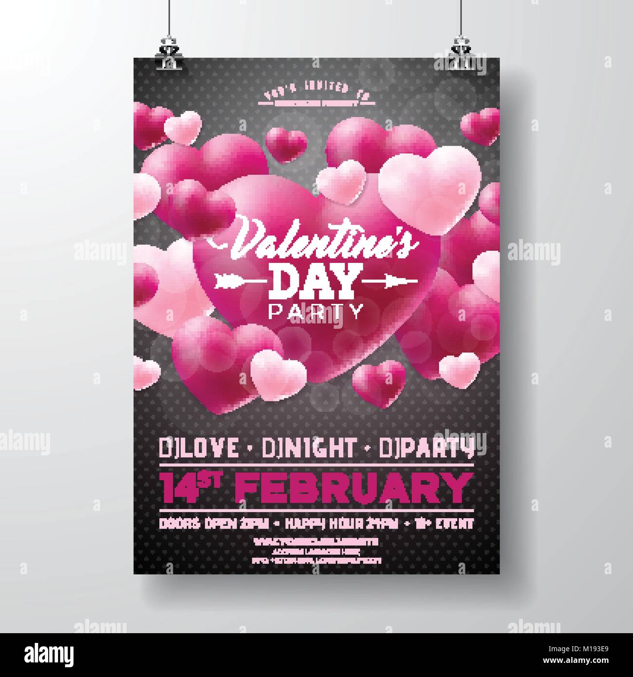 Valentines Day Party poster flyer design template Stock Vector Image & Art  - Alamy
